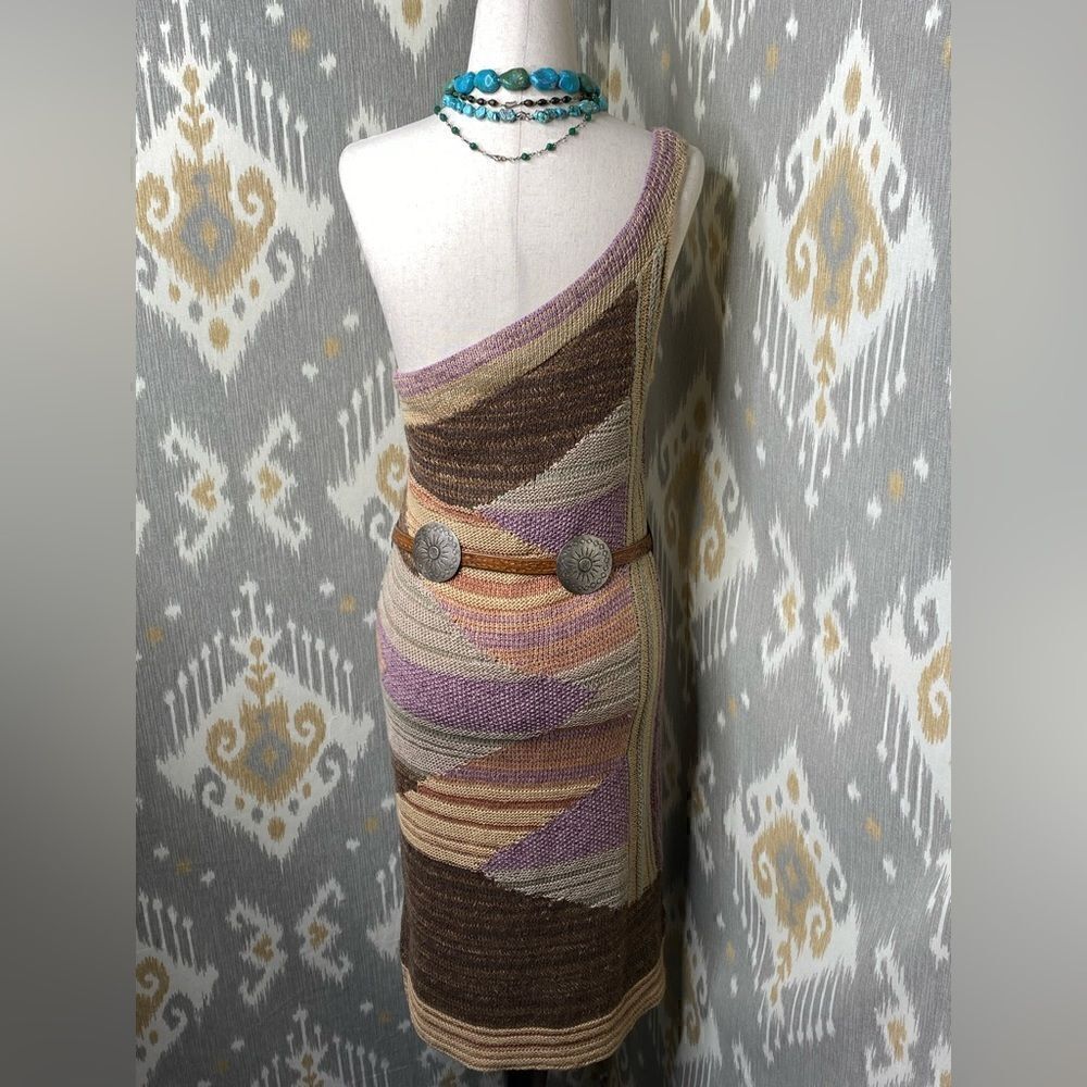 Ralph Lauren Pastel Painted Desert Serape One Shoulder Hand-Knit Dress - Picture 8 of 16